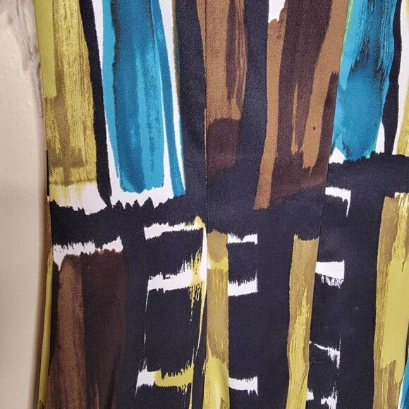 Connected Apparel Sleeveless Sheath Watercolor Black Brown Blue Size 4 - Picture 6 of 12